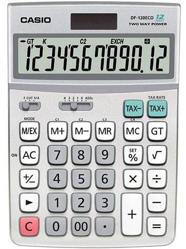 CASIO DF-120ECO-W-EP, 12-разрядный, серый