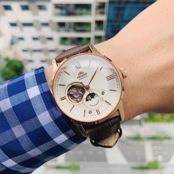 Механические Orient Sun & Moon RA-AS0009S30B нержавеющая сталь