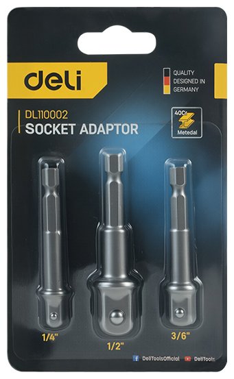 Переходник DELI стандартный (Cr-V) 1/4 - 1/4, DL110002, 3 шт купить,1220