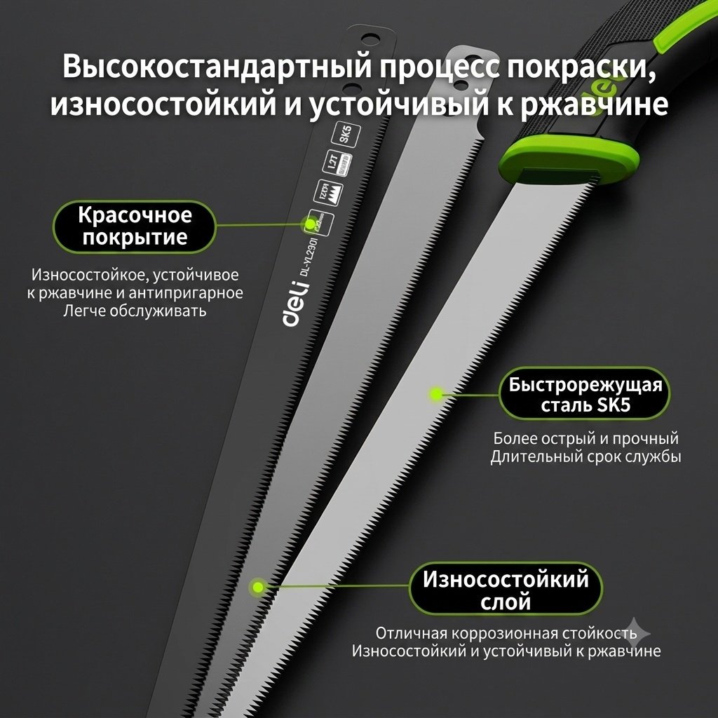 DELI садовая ножовка DL-YL2302 зеленый