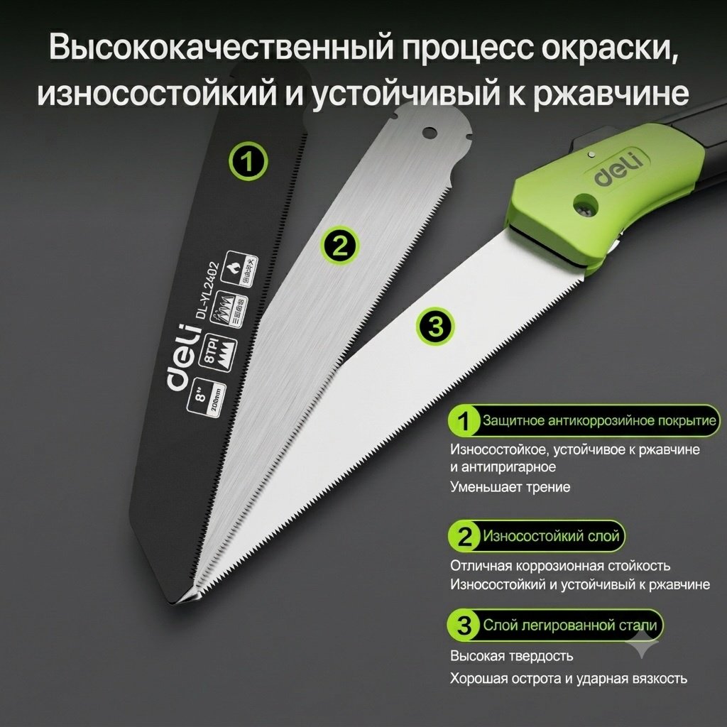 DELI садовая ножовка DL-YL2402 зеленый