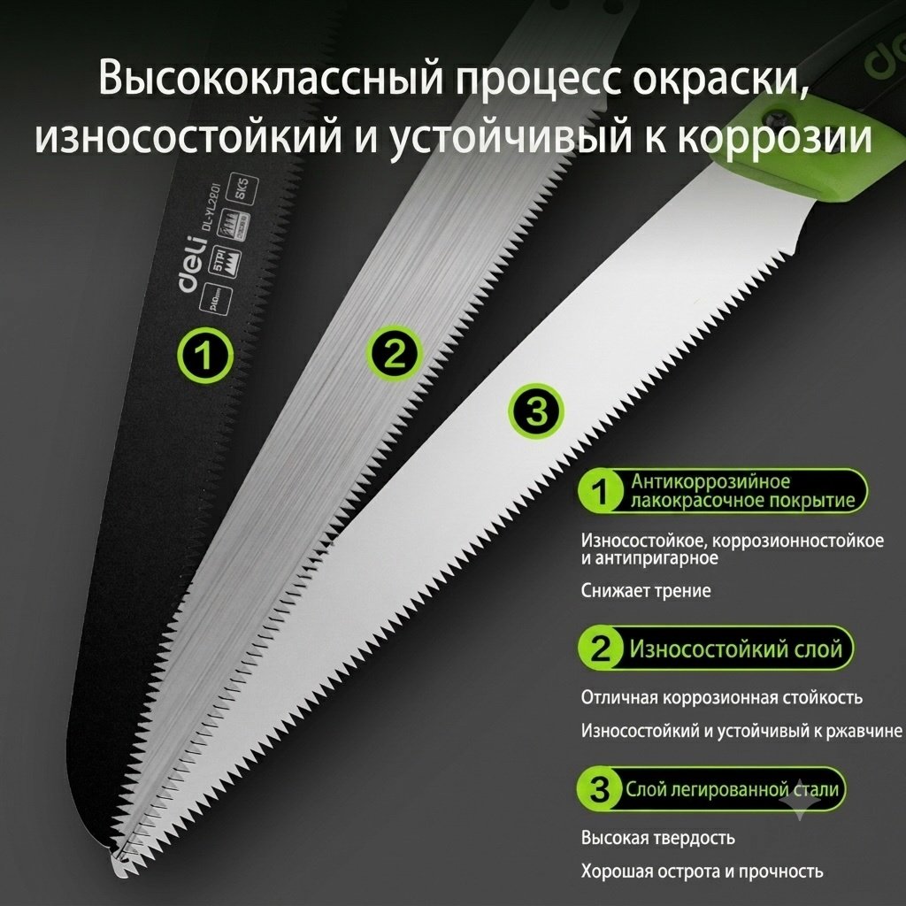 DELI садовая ножовка DL-YL2201 зеленый