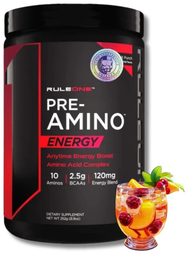 Аминокислотный комплекс Rule 1 R1 Pre Amino Energy фруктовый пунш 252g купить,NaN
