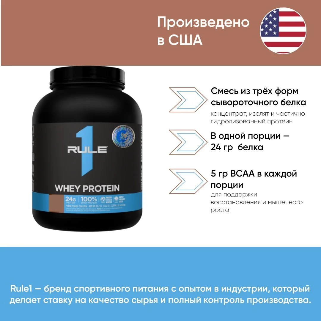 Протеин Rule 1 R1 Whey Protein, 5 lbs. соленая карамель 2240g купить,NaN