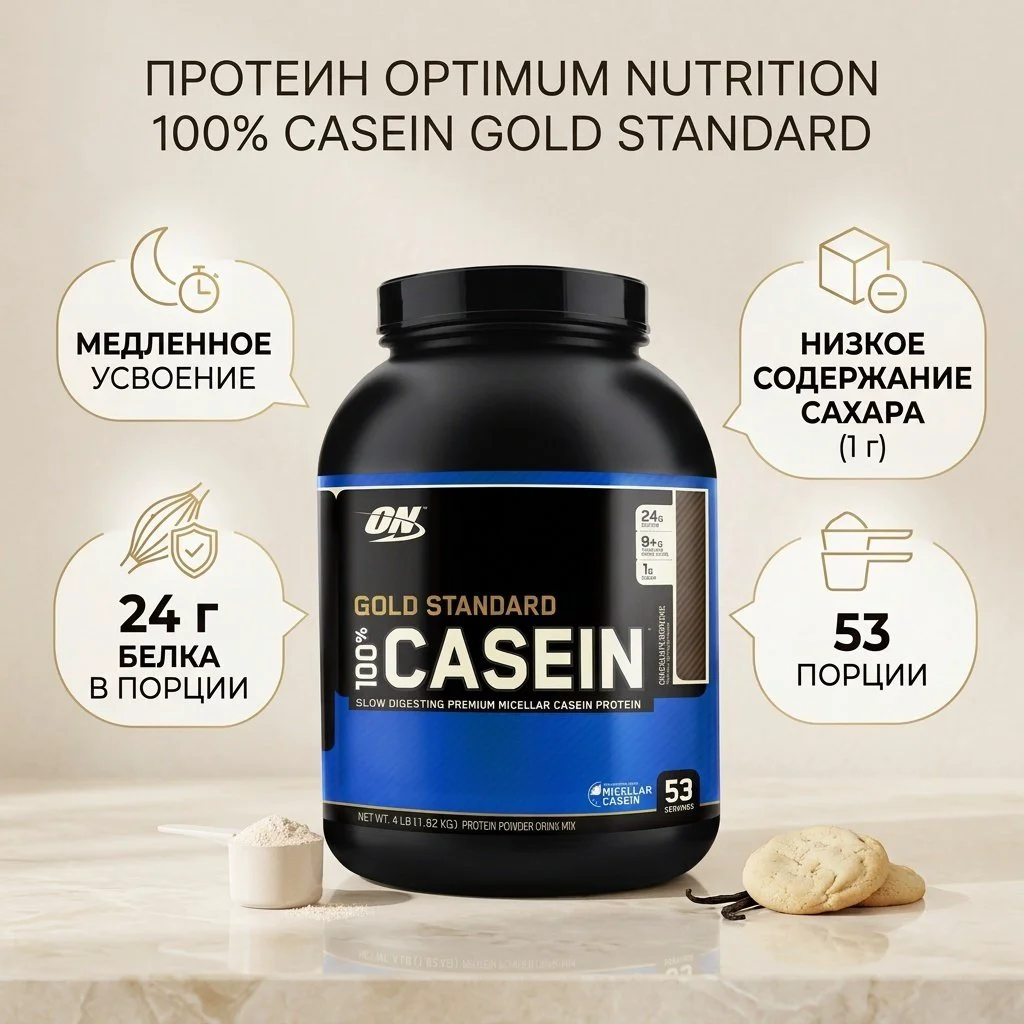Протеин Optimum Nutrition 100% Casein Gold Standard 4lbs печенье со сливками 1820гр купить,NaN