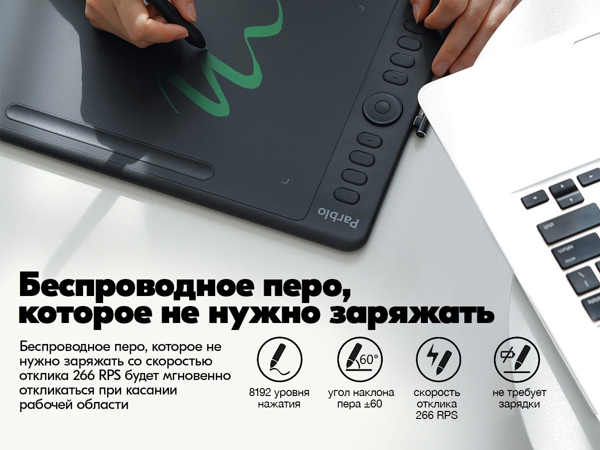 Графический планшет Parblo Intangbo M черный купить,41900