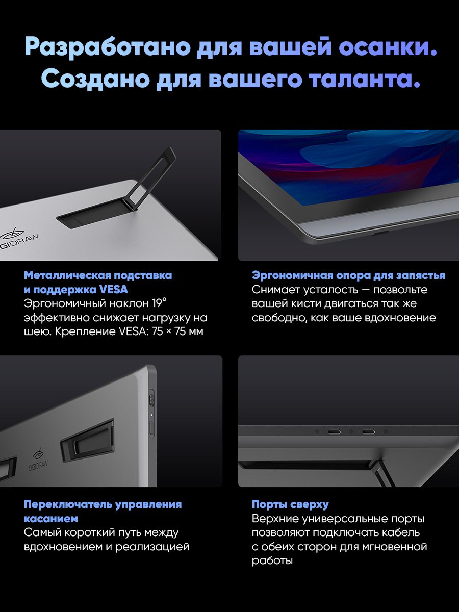 Графический планшет DIGIDRAW Turing Pro 19 Touch D1901T серый