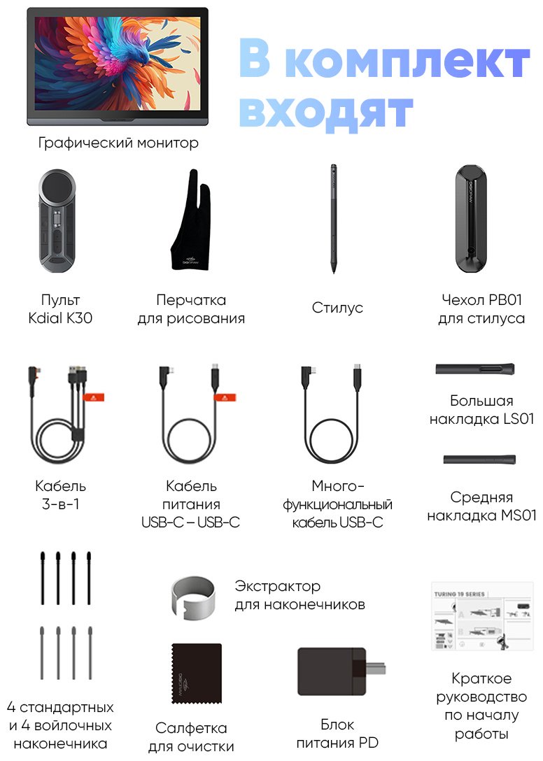 Графический планшет DIGIDRAW Turing Pro 19 Touch D1901T серый