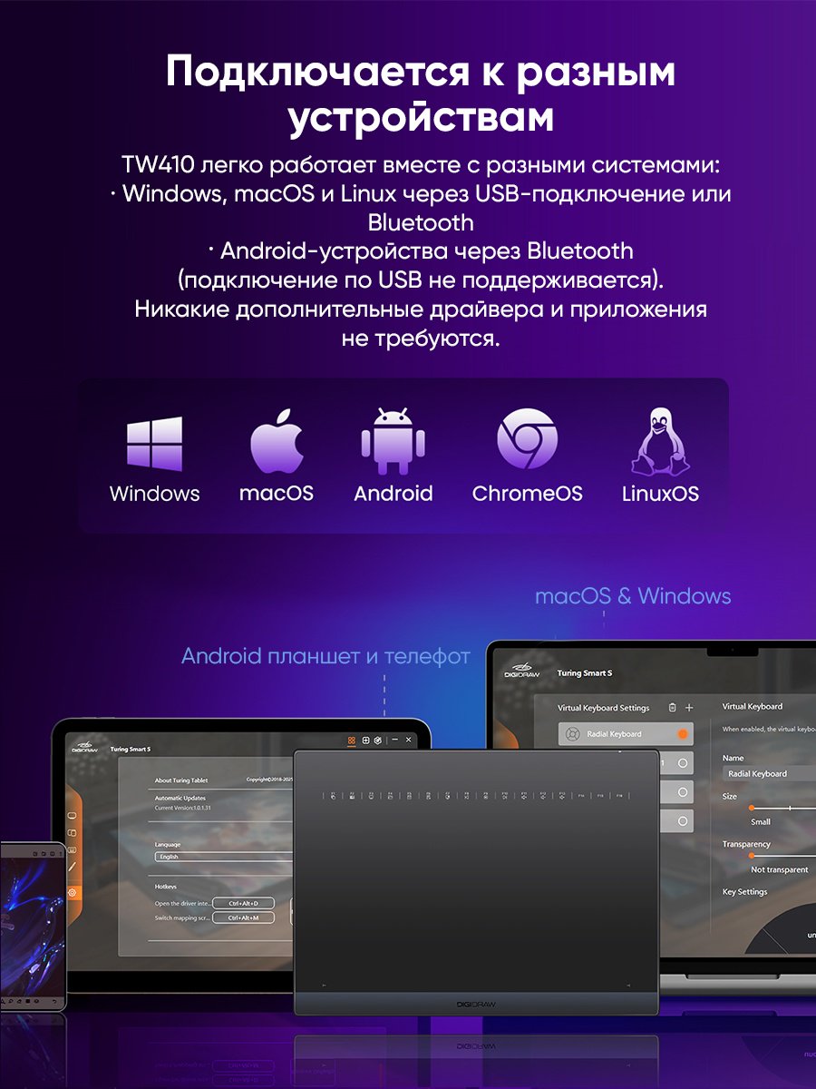 Графический планшет Turing Smart M TW610 черный