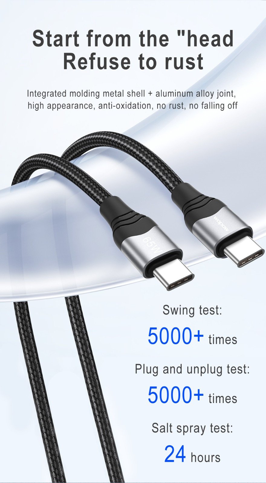Кабель Wopow USB 4 Type-C (M), 1 м, ML05 черный купить,1570
