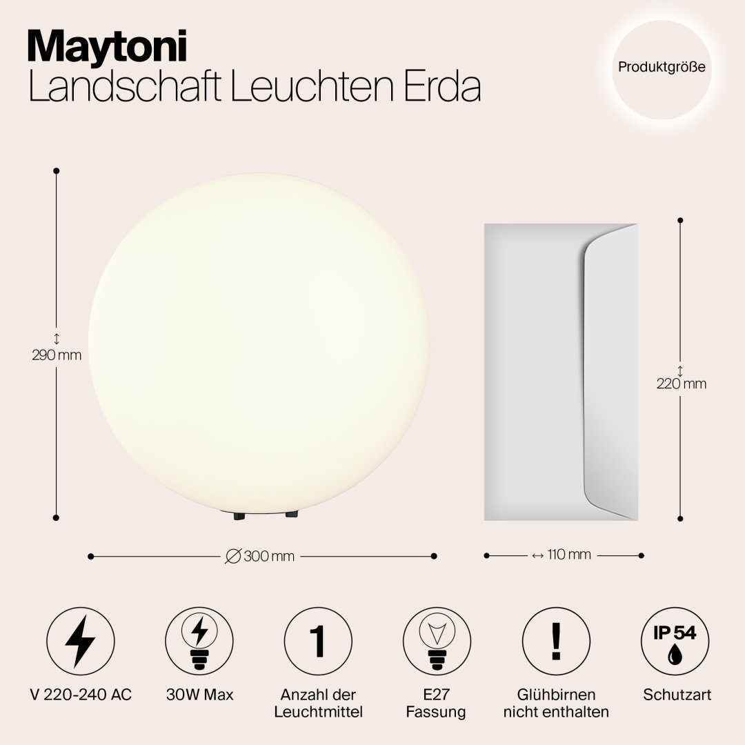Уличный светильник наземный Maytoni E27 30 Вт 29 см купить,75800
