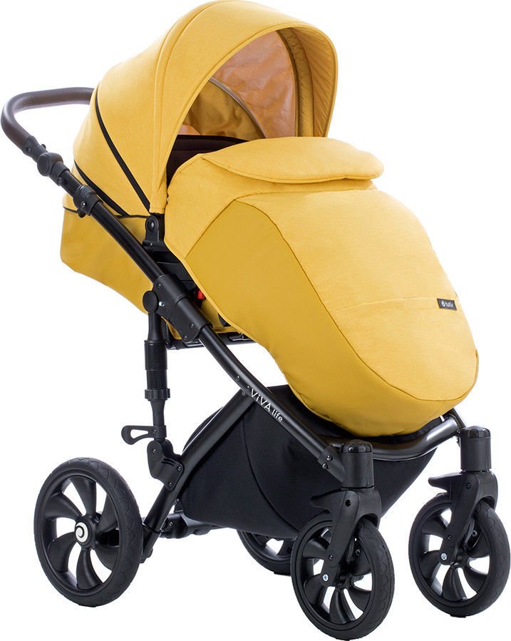 Коляска Tutis Viva Life 2в1 пастельно-желтый+кожа шафрановый купить,NaN