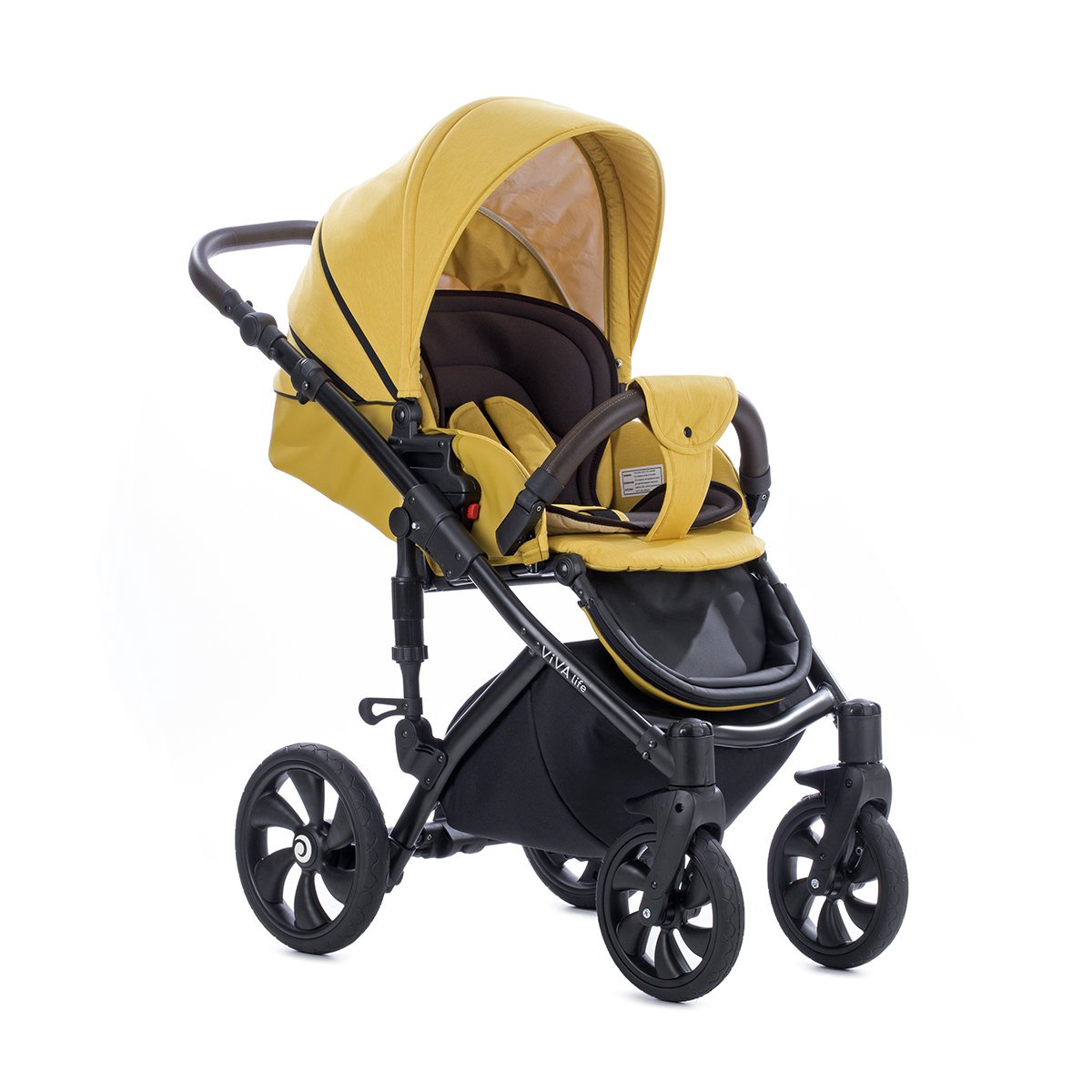 Коляска Tutis Viva Life 2в1 пастельно-желтый+кожа шафрановый купить,NaN