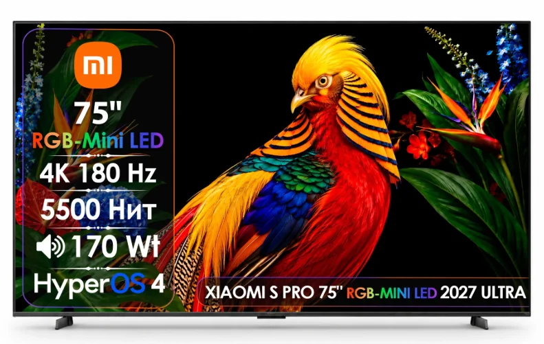Телевизор 75" (191 см) Xiaomi S Pro 2027 L75MD-SPD RGB-Mini LED 4K UHD Black купить,NaN