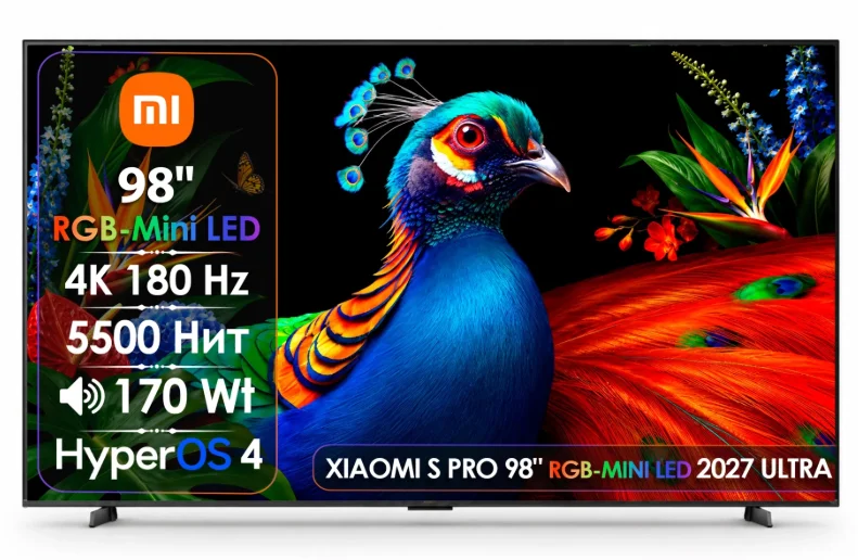 Телевизор 98" (249 см) Xiaomi S Pro 2027 L98MD-SPD RGB-Mini LED 4K UHD Black купить,NaN