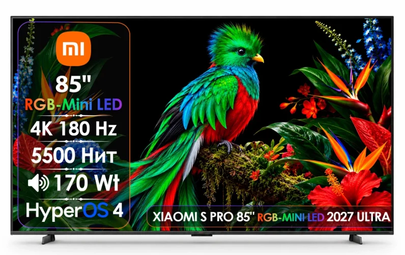 Телевизор 85" (216 см) Xiaomi S Pro 2027 L85MD-SPD RGB-Mini LED 4K UHD Black купить,NaN