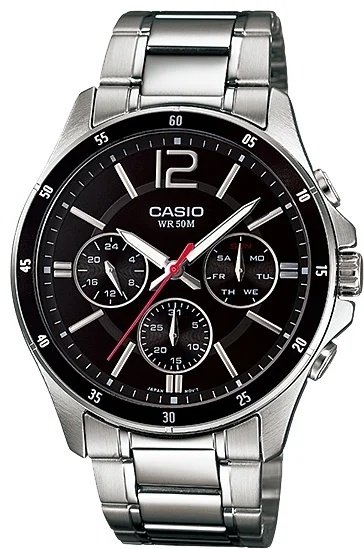 Кварцевые CASIO MTP-1374D-1A сталь купить,29000