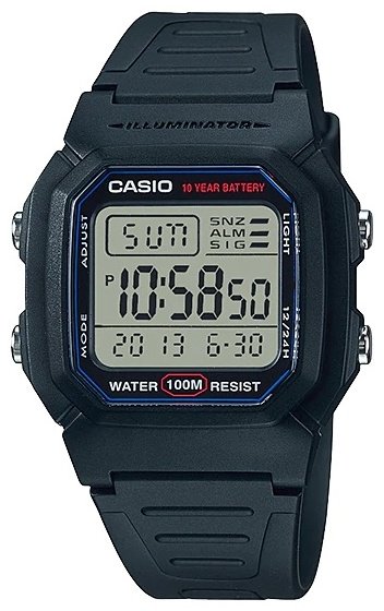 Кварцевые CASIO W-800H-1AVDF пластик