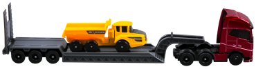 Автотранспортер Maisto Volvo FH16 with Volvo A25G Hauler 11681/2, металл, пластик, бордовый