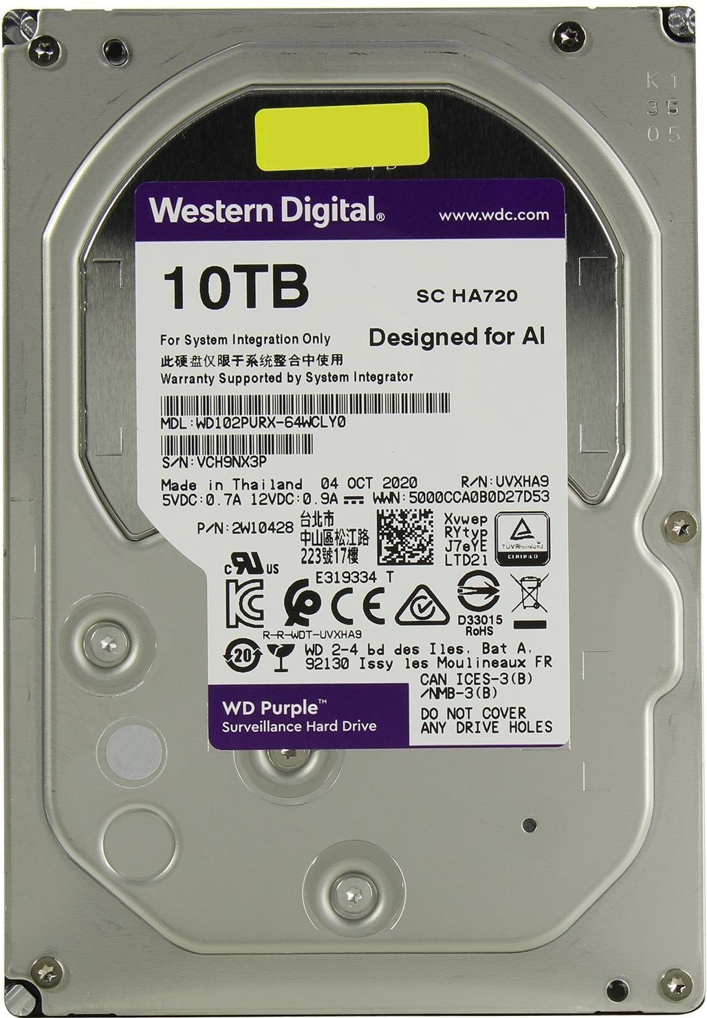 Western Digital Purple WD102PURX 10TB купить,NaN