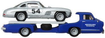 Автовоз Hot Wheels Mercedes-Benz 300 SL/55 Mercedes-Benz Blaues Wunder FLF56/HRV48, металл, пластик, серый, синий