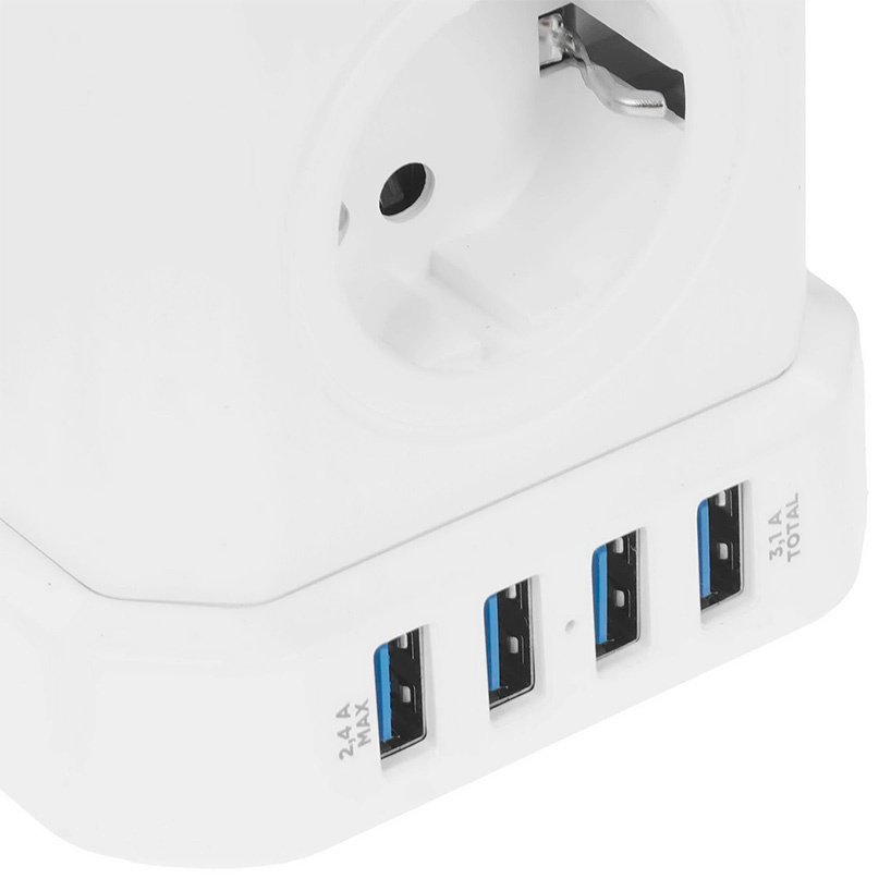 Сетевой фильтр Cablexpert TWR-5-U4-W-3, 3 м купить,NaN