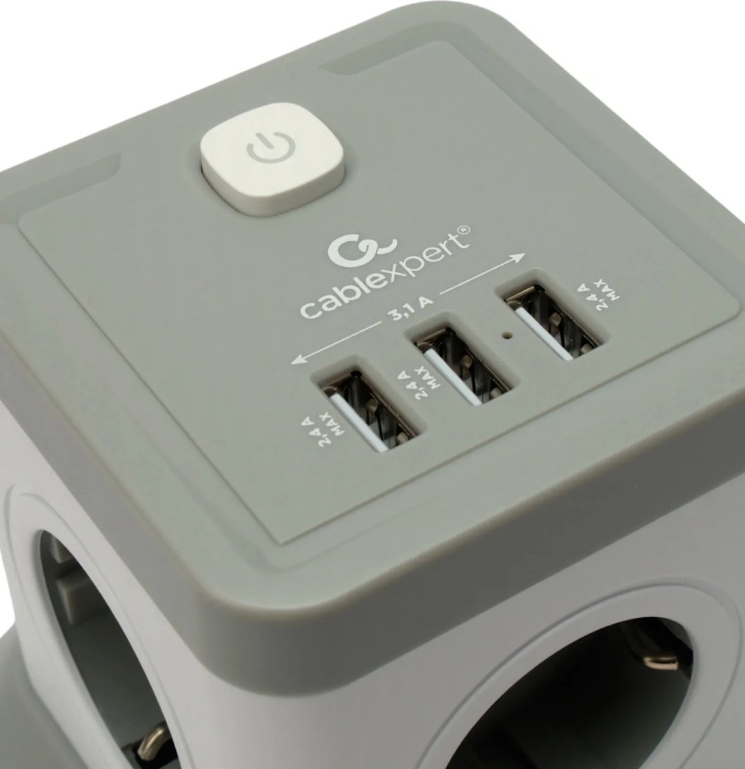 Сетевой фильтр Cablexpert TWR-4-U3-W-3, 3 м купить,NaN