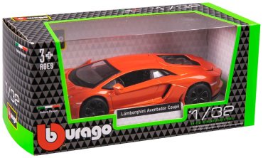 BBurago Lamborghini Aventador Coupe 18-43062, металл, оранжевый