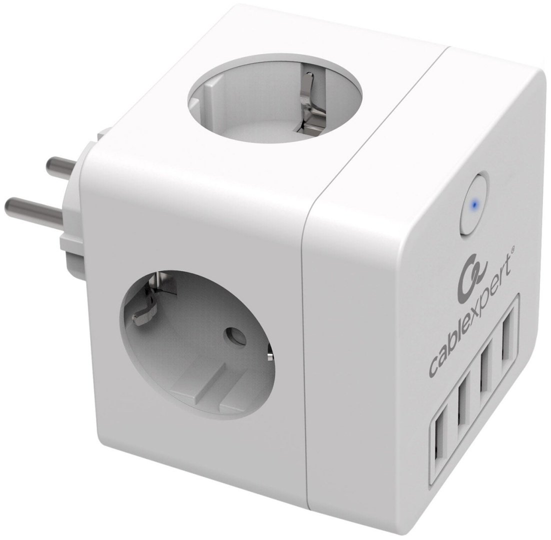 Сетевой фильтр Cablexpert CUBE-4-U4-W, 0 м купить,NaN
