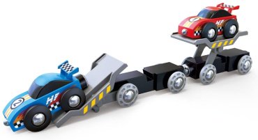 Автотранспортер Hape Транспортер гоночной машины E3735_HP, дерево, пластик, мультиколор купить,NaN