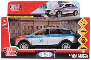 Полицейская машина Технопарк LADA Vesta SW Cross Полиция VESTASWCR-124SLPOL-GY, металл, серый купить,NaN