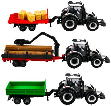 BBurago Valtra N174 с 3мя прицепами 18-31704, металл, пластик, белый купить,NaN