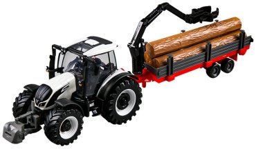 BBurago Valtra N174 с 3мя прицепами 18-31704, металл, пластик, белый