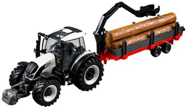 BBurago Valtra N174 с 3мя прицепами 18-31704, металл, пластик, белый купить,NaN