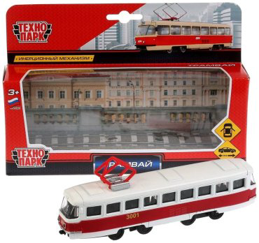 Трамвай Технопарк SB-16-66-OR-WB, металл, белый