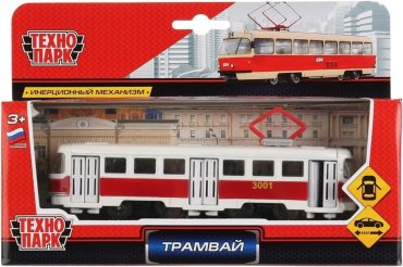 Трамвай Технопарк SB-16-66-OR-WB, металл, белый