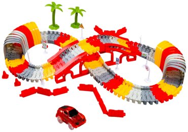 Детские треки и авторалли Action Track Сборный трек 96 деталей (с тоннелями) CF1955, пластик, мультиколор