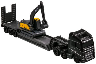 Автотранспортер Maisto Volvo FH16 with Volvo EC220E Excavator 11681/1, металл, пластик, черный купить,NaN
