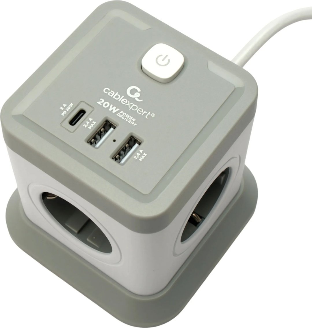 Сетевой фильтр Cablexpert TWR-4-CU2-W-2, 1.5 м купить,NaN