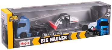 Автотранспортер Maisto Scania 770S with Toolcat 11681/4, металл, пластик, синий