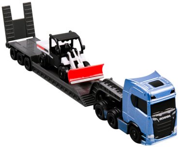 Автотранспортер Maisto Scania 770S with Toolcat 11681/4, металл, пластик, синий