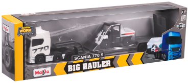 Автотранспортер Maisto Scania 770S with Toolcat 5600 11681/6, металл, пластик, белый