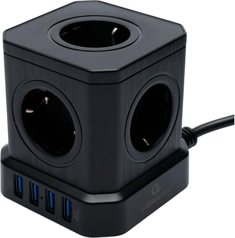 Сетевой фильтр Cablexpert TWR-5-U4-B-3, 3 м купить,NaN