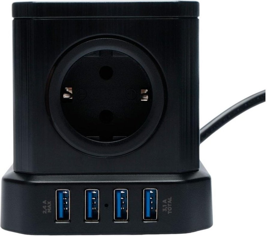 Сетевой фильтр Cablexpert TWR-5-U4-B-3, 3 м купить,NaN