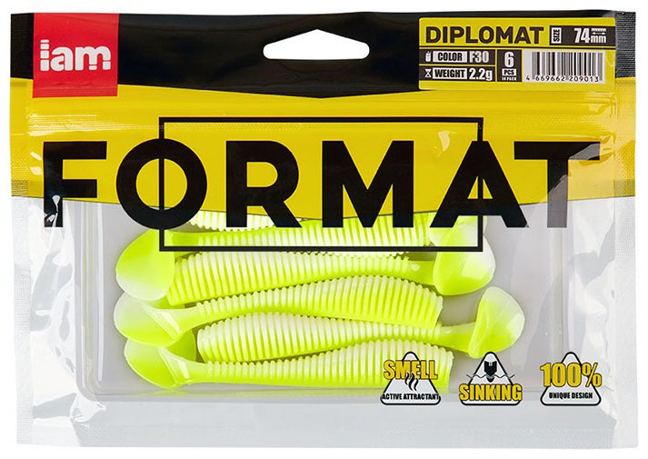 Мягкая приманка IAM Силиконовая приманка FORMAT DIPLOMAT 74mm (6шт.) цвет F30 6 шт 74 мм купить,1500