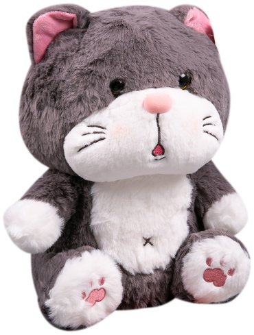Мягкая игрушка BULU-XIONG Котик, высота 35 см, серый