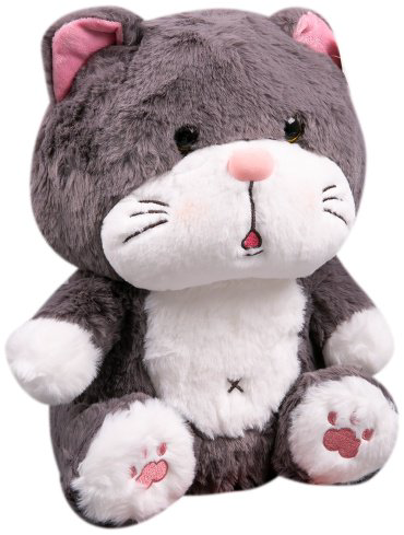 Мягкая игрушка BULU-XIONG Котик, высота 35 см, серый купить,NaN