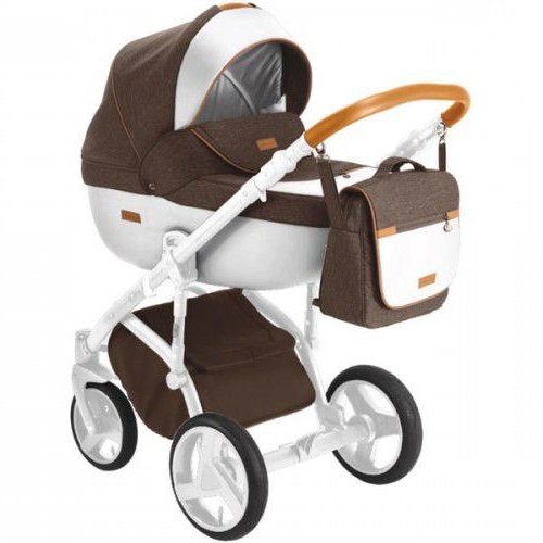 Коляска Adamex Massimo v12 3в1 бело-коричневая купить,NaN