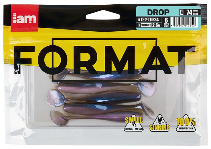 Мягкая приманка IAM Силиконовая приманка FORMAT DROP 74mm (6шт.) цвет F24 6 шт 74 мм купить,1500