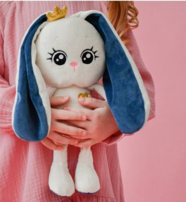 Мягкая игрушка Мякиши Зайка Мия, высота 30 см, синий, белый